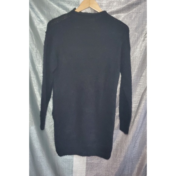 Simply Couture Black Mock Neck Long‎ Sleeve Sweater Dress Applique S Goth - Picture 2 of 7